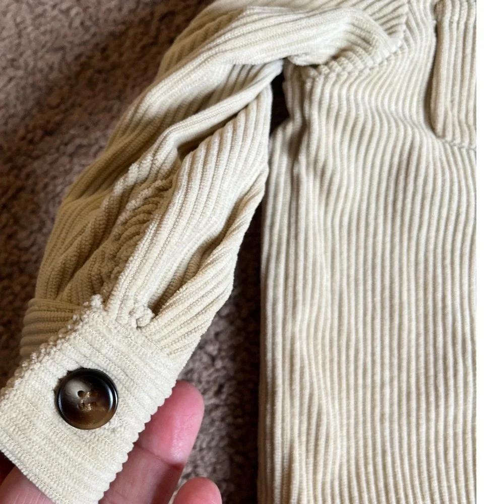 Corduroy Jacket with Faux Fur Collar Beige Button Up | 9-12 Months‎